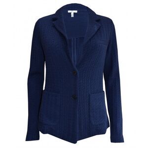 Joie Blue Alyshia Pockets Cardigan Blazer Modern Boho Office Preppy Academia